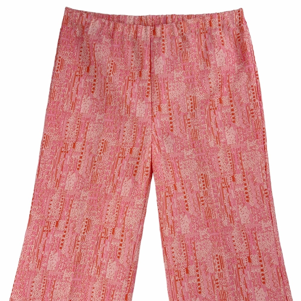 Vintage Cropped Length Pink and Orange Textured Capris Pants - Picture 2 of 12